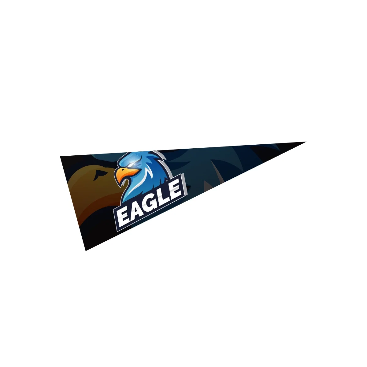 Pennant flag displayed straight on, available in five sizes