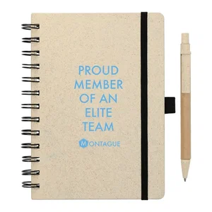 Custom Wheat Straw Notebook with Pen - 5"x7"