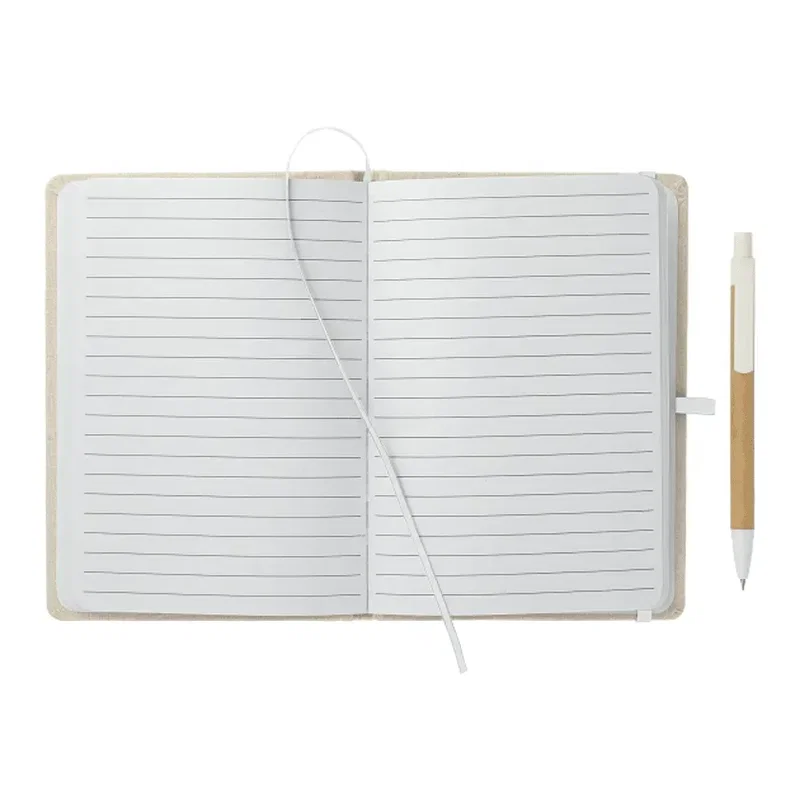 Custom Organic Cotton Bound Notebook with Pen - 5" x 7" — view 2