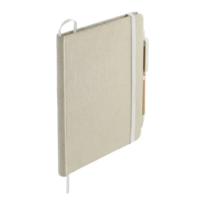 Custom Organic Cotton Bound Notebook with Pen - 5" x 7" — view 4