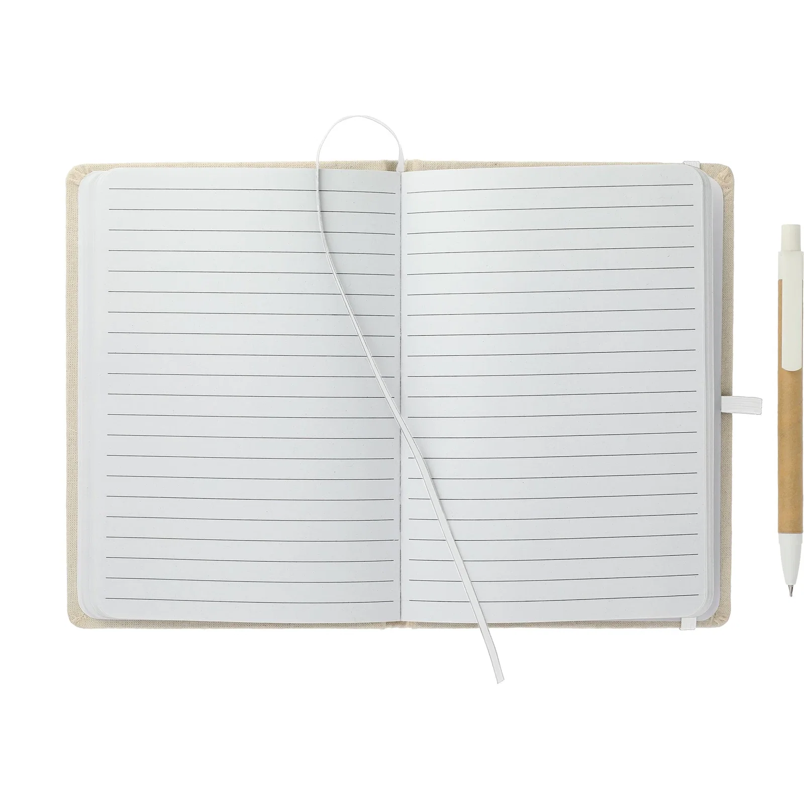 Custom Organic Cotton Bound Notebook with Pen - 5" x 7" — view 9