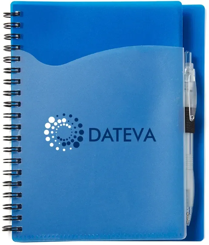 Wave Spiral Notebook with Cardinal Pen - 5" x 7" — view 3