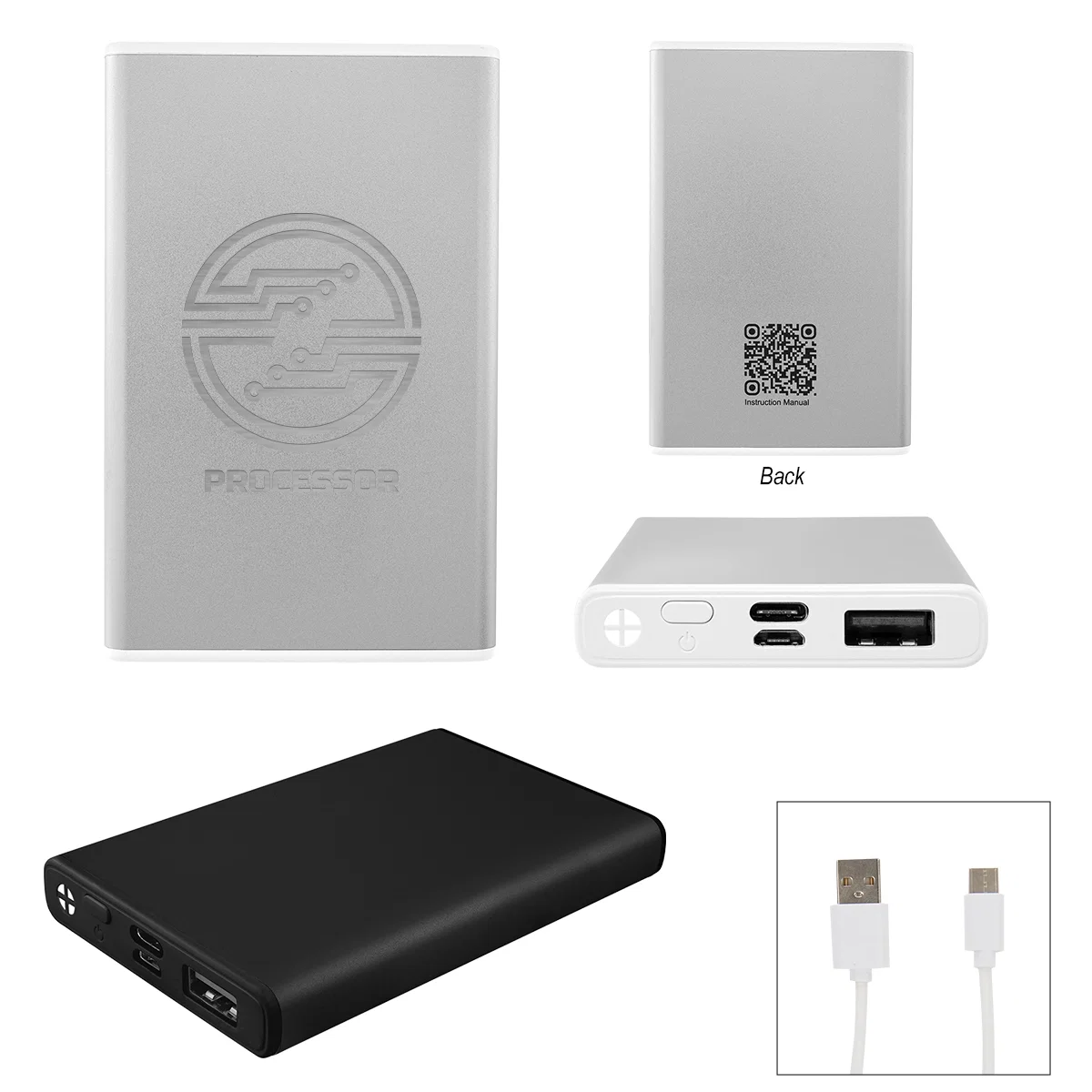 Slim 5000 mAh power bank shown from the front