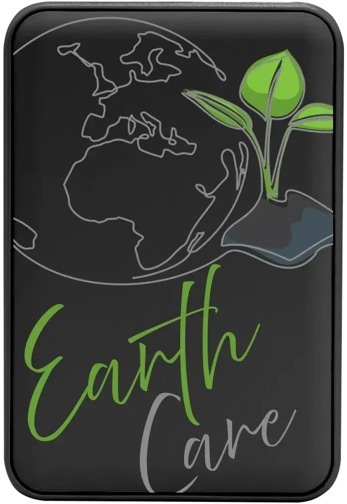Five thousand milliamp hour power bank made with recycled plastic housing