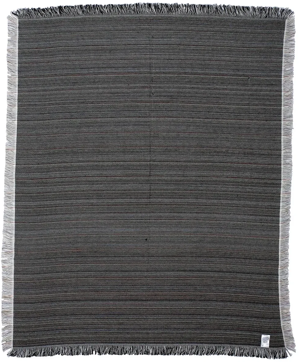 Promotional 500GSM woven tapestry throw draped to show its full-color custom logo print