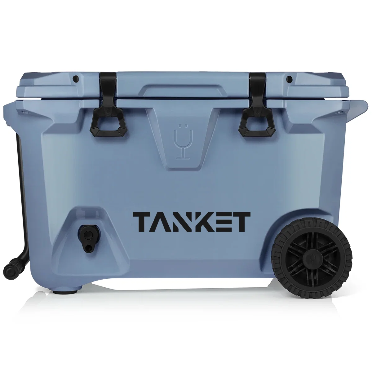 Wheels and rugged tires that roll over grass or sand