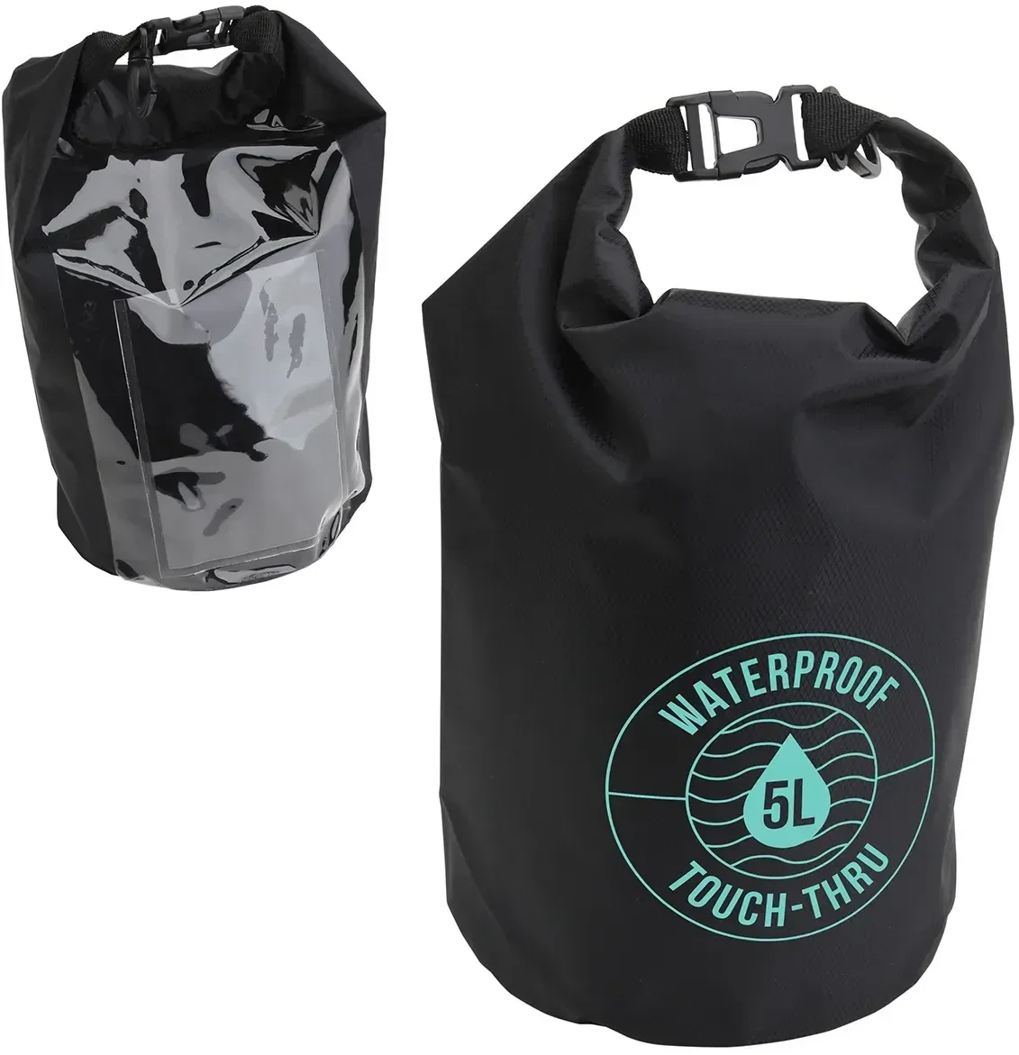 Branded 5L gear bag Touch-Thru window operating a phone without unpacking
