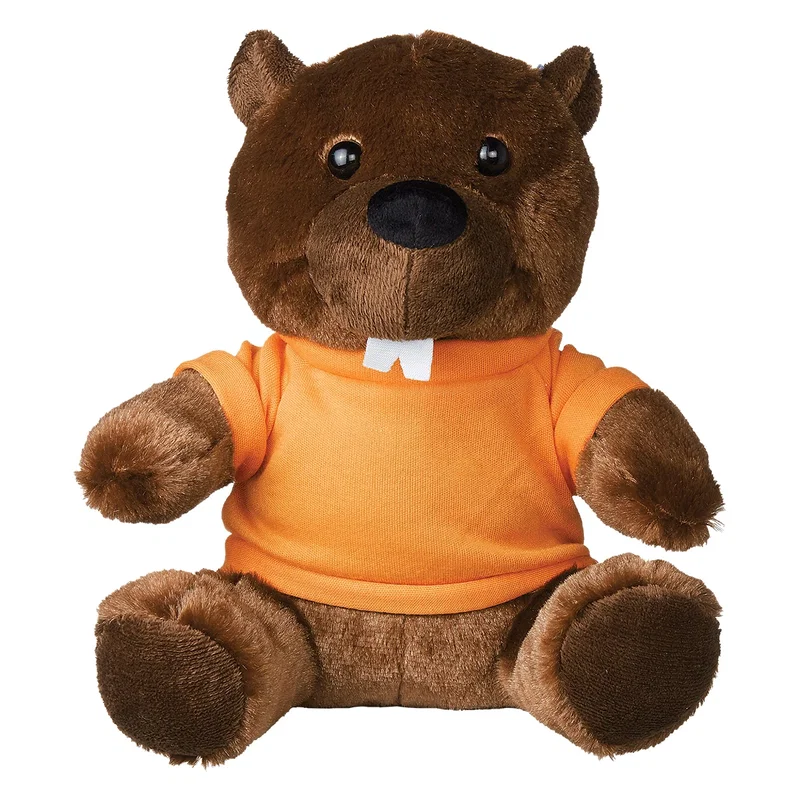 Eye-level portrait of the brown beaver toy