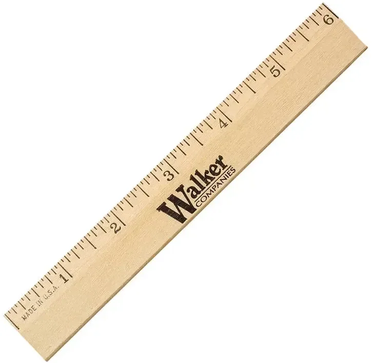 6" Clear Lacquer Beveled Wood Ruler