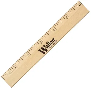 6" Clear Lacquer Beveled Wood Ruler
