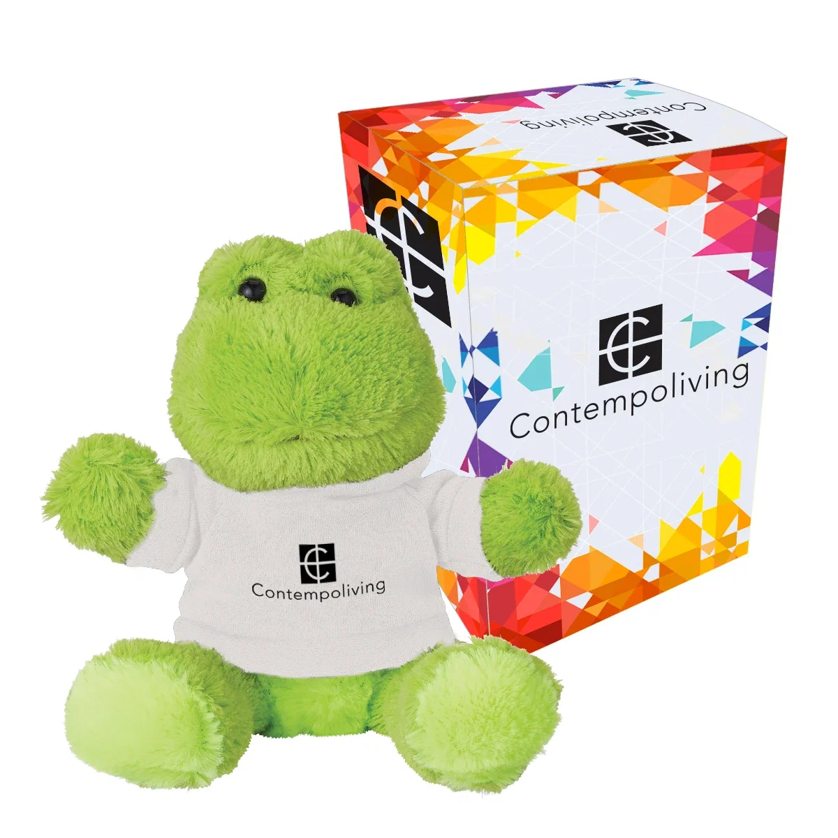 Back view of the seated green frog