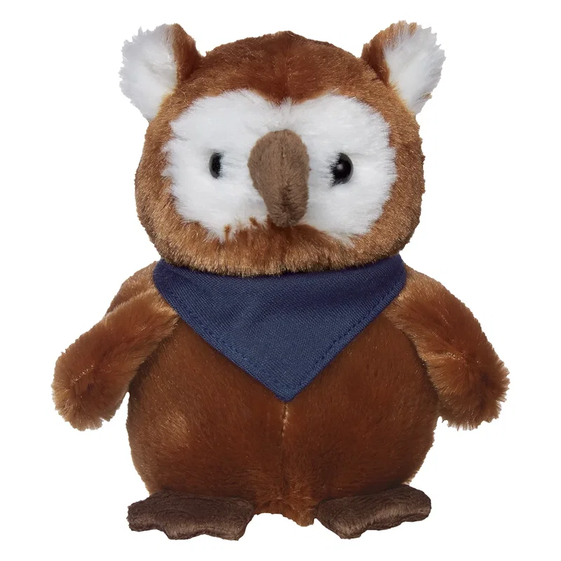 Owl toy held in one hand to show its size