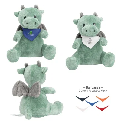 Stuffed dragon in jade gray, about six inches tall when seated