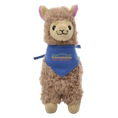 Side profile of the stuffed toy and its long neck