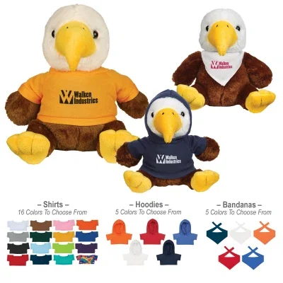 Brown plush eagle sitting about 6 inches tall