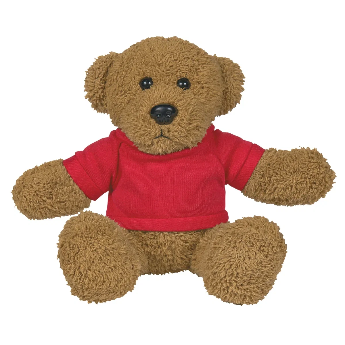 Eye-level portrait of the brown rag bear toy