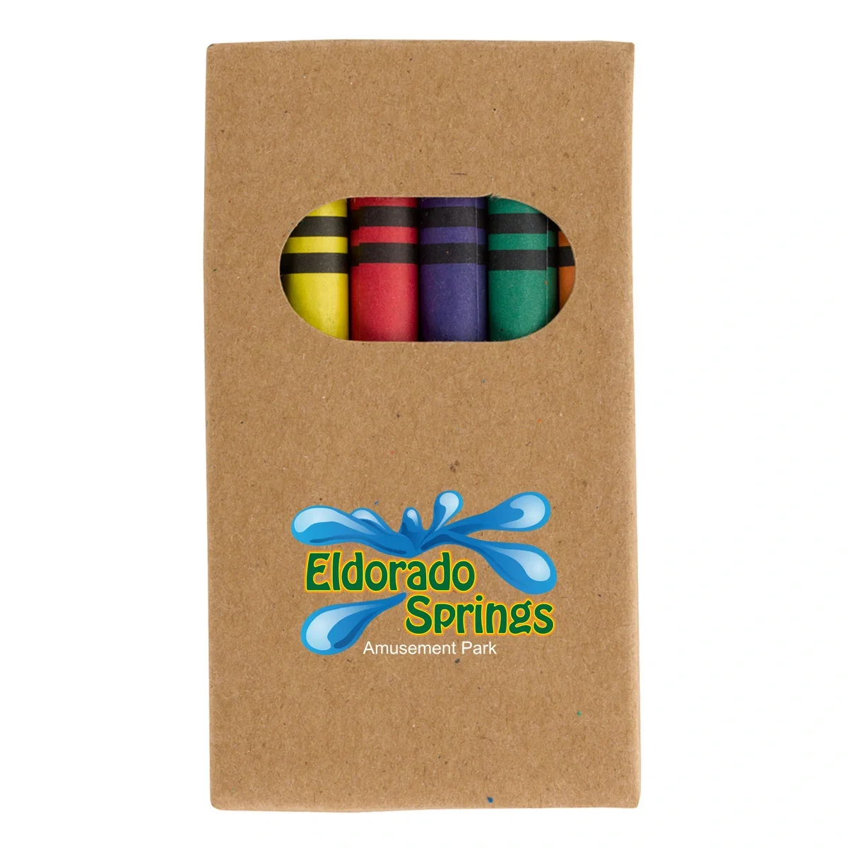 Six piece crayon set packed in a small paper box