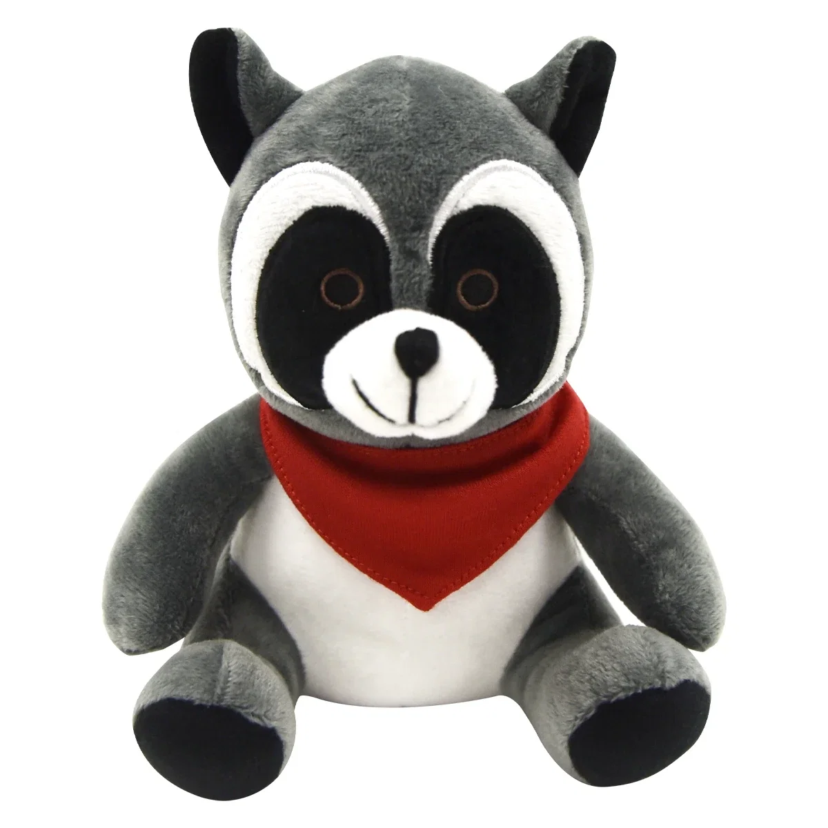 Three-quarter angle of the cuddly raccoon toy
