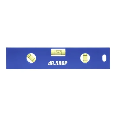 Black six inch ruler with a built-in bubble level