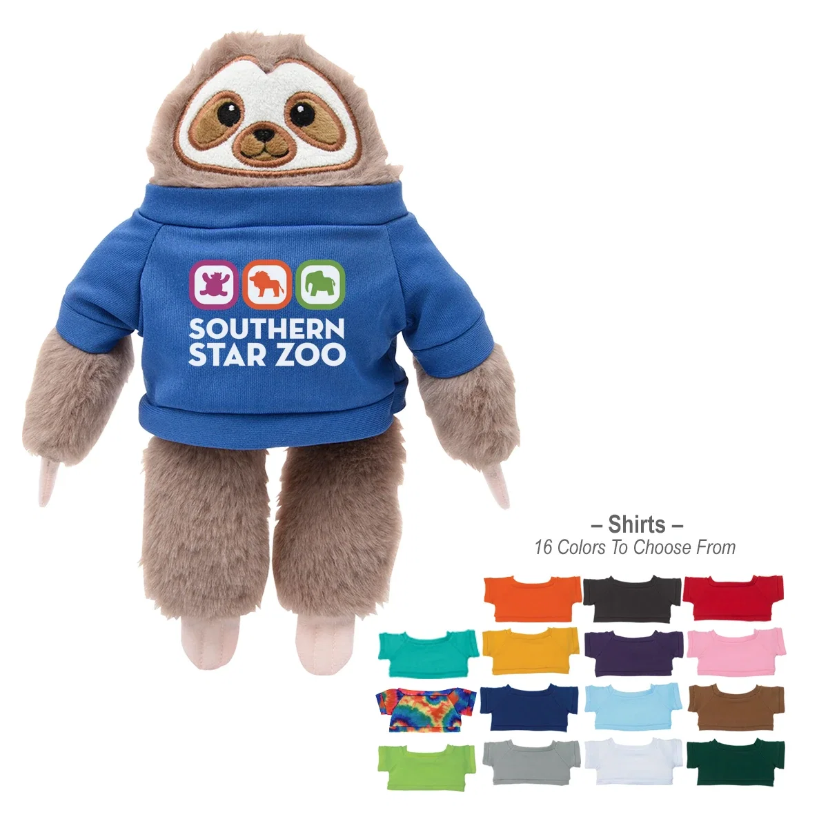Underside and base of the sitting sloth plush