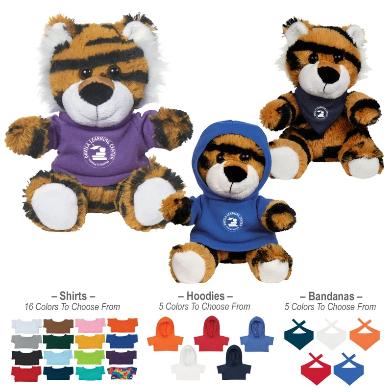 Tiger toy held in one hand to show its size