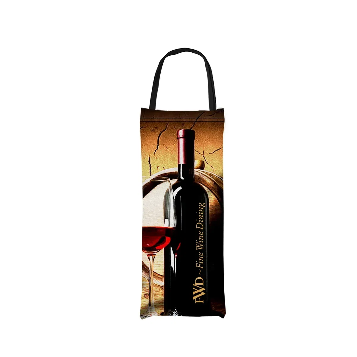 Single bottle carrier in white polyester with twin handles