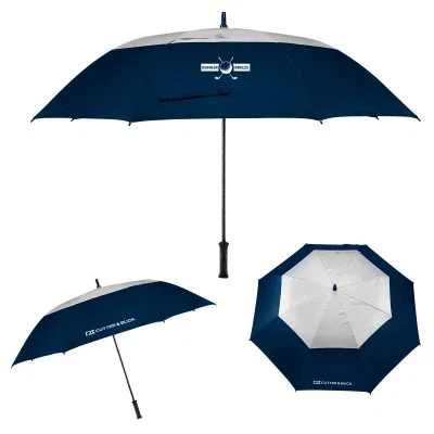 Golf umbrella with a 60 inch arc canopy in black and gray