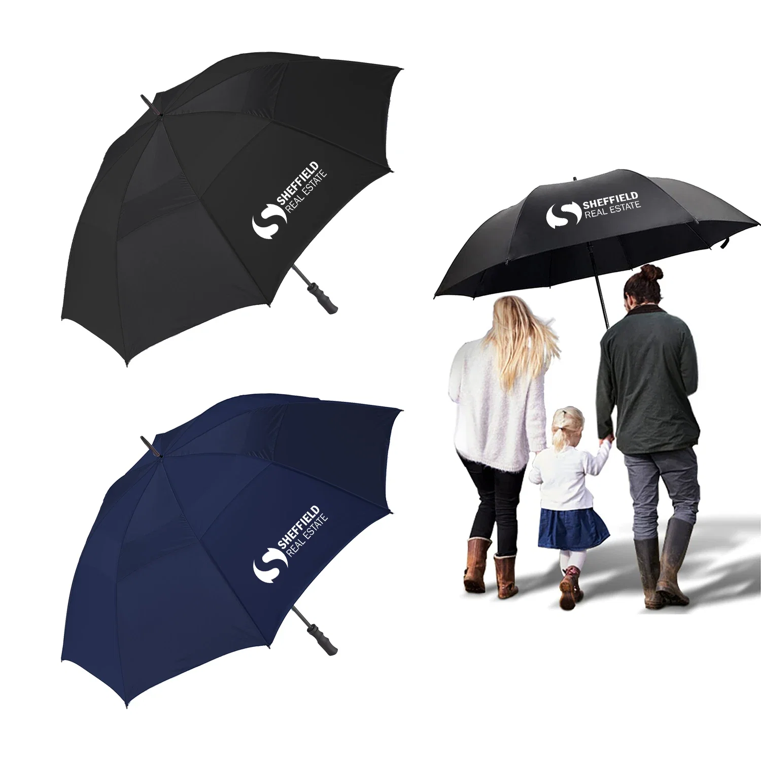 Custom Logo Windproof Umbrella - 60" held in hand