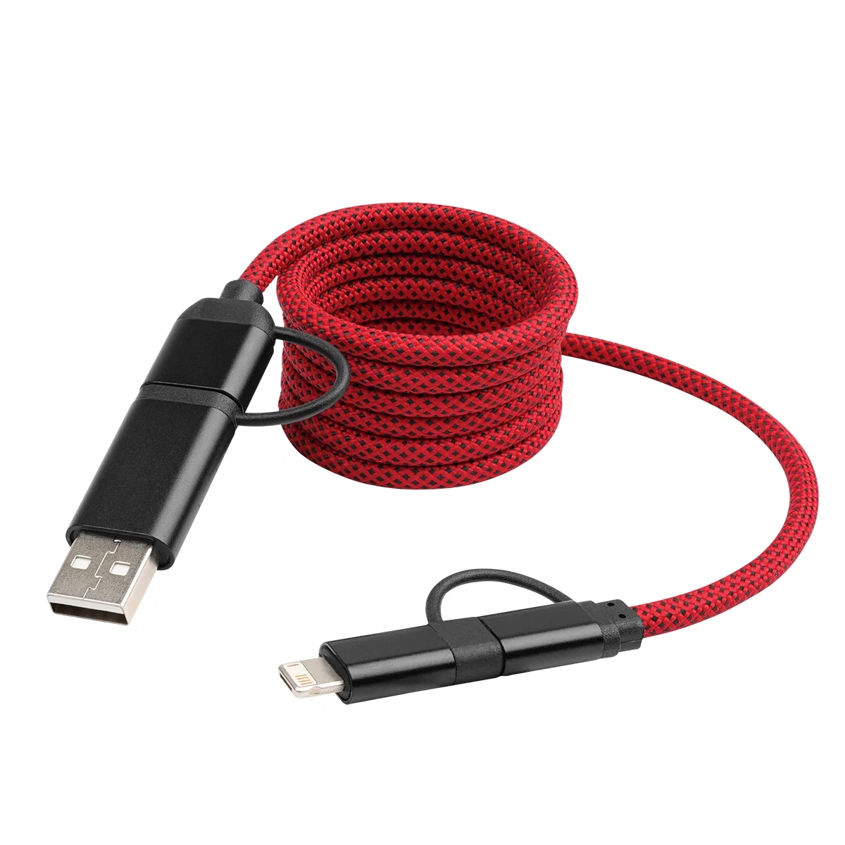 Royal blue cable displayed flat and uncoiled