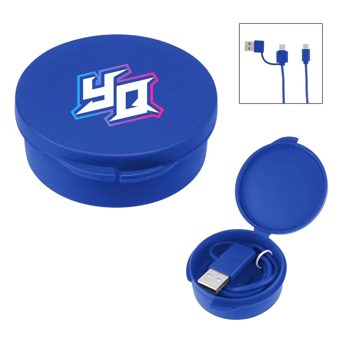 Connector ends laid out beside the compact travel pouch