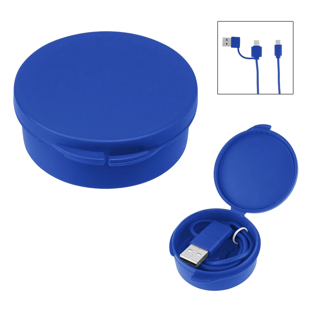 Round case measuring just over two inches across the lid