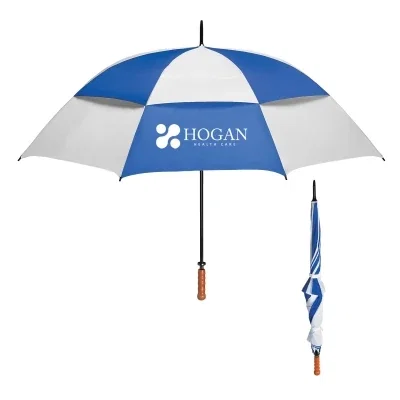 Umbrella shown closed with the fabric wrapped around its shaft