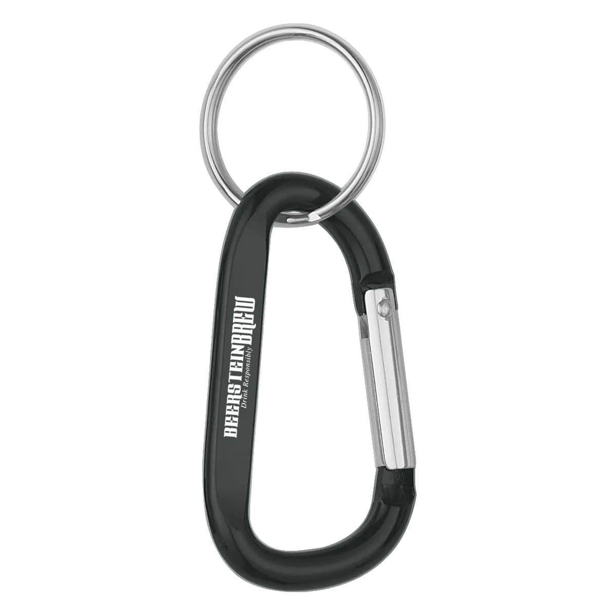 Blue carabiner clip with an attached split ring