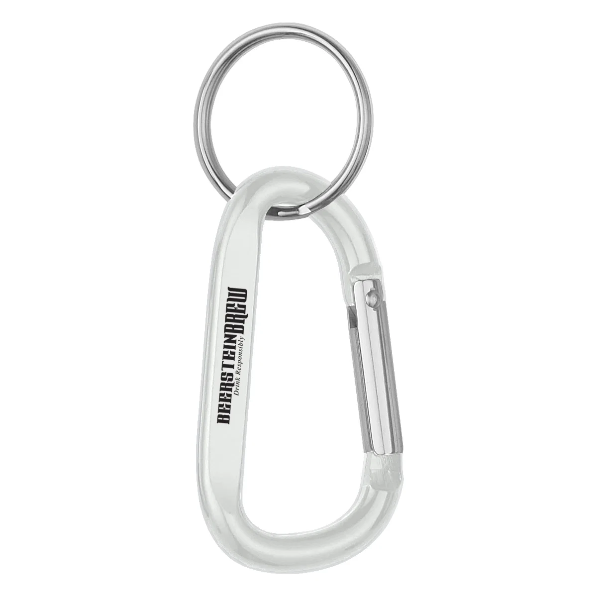Split ring holding keys beside the curved clip