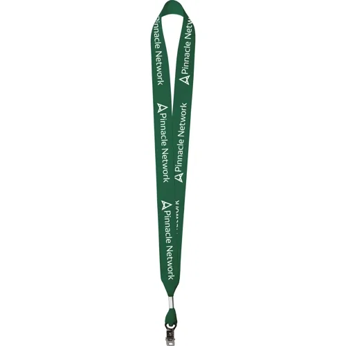 7/8" grosgrain lanyard showing step-and-repeat custom imprint detail