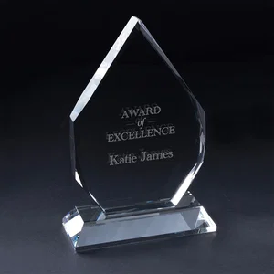 7 Inch Arrowhead Optical Crystal Award with Clear Base, Laser Engraved