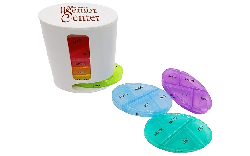 7-Day Slide Out Weekly Pill Tray custom-printed with a logo — view 1