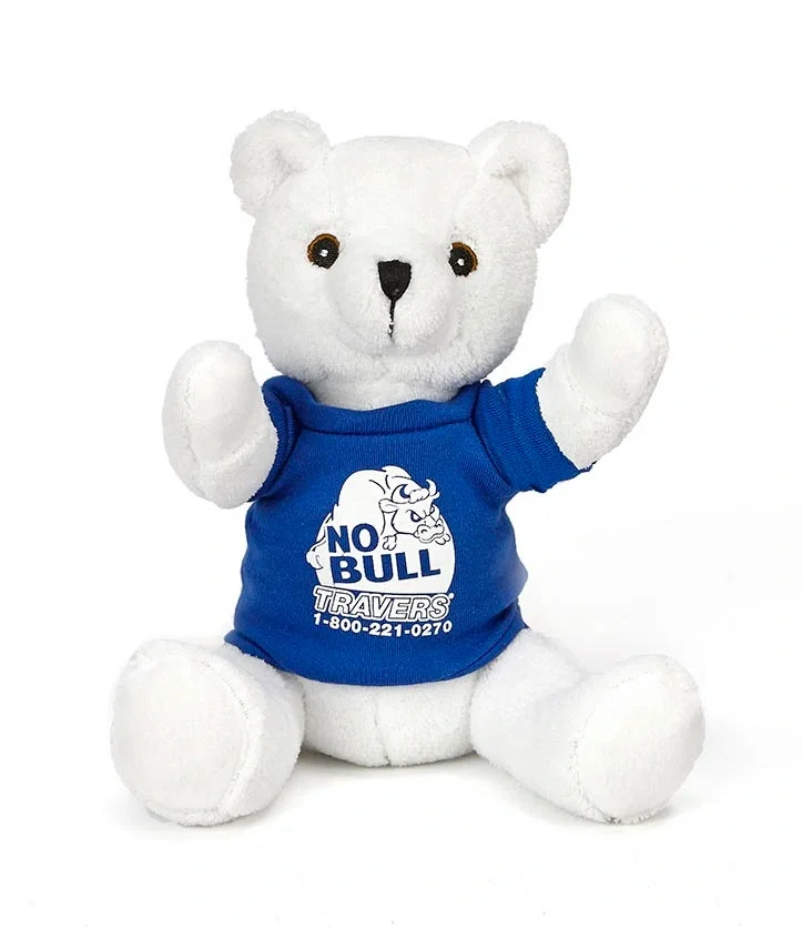 Custom Printed Extra Soft White Bear - 7"