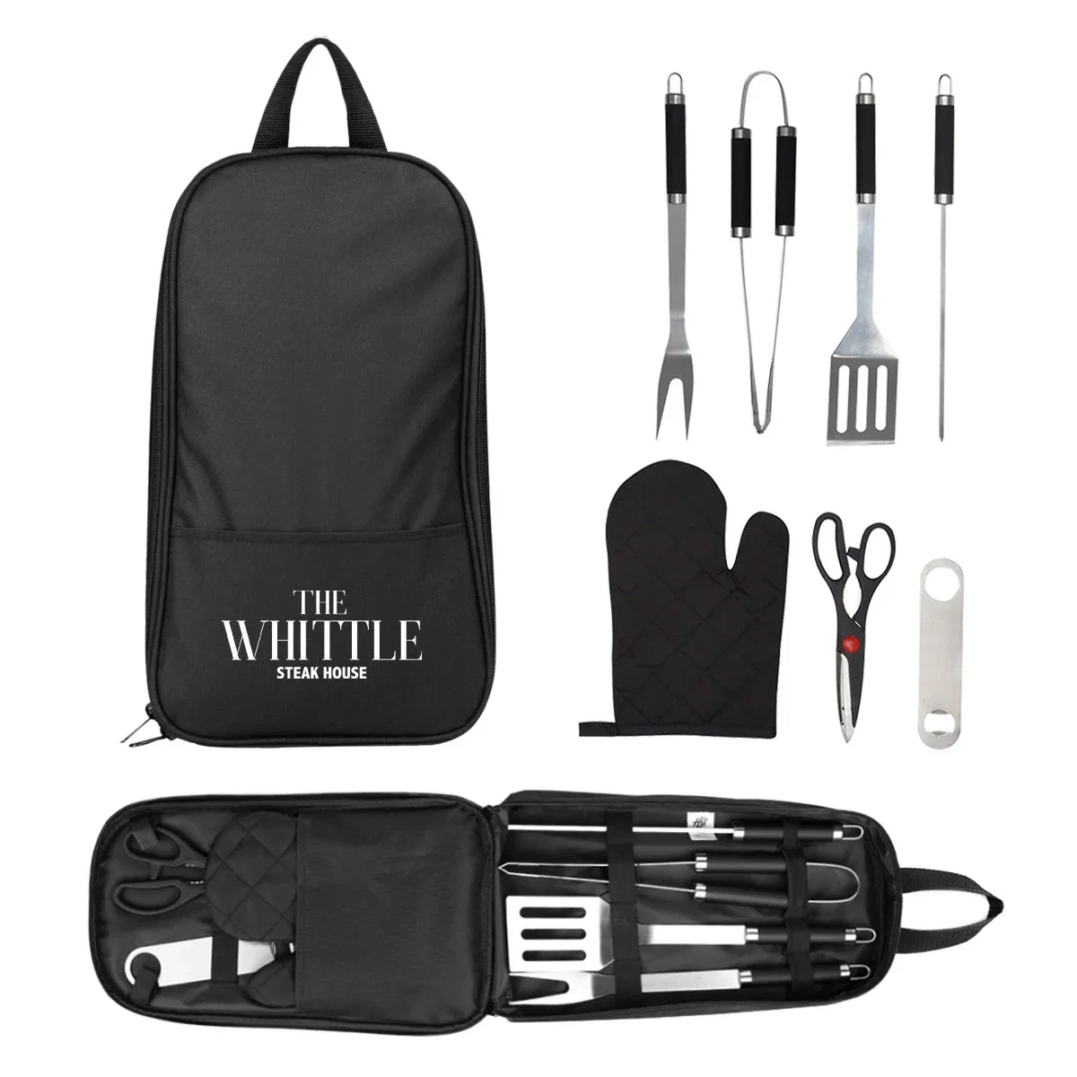 Black case zipped shut and standing upright at 15 inches tall
