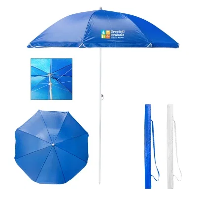 Royal blue canopy viewed from below showing its rib frame
