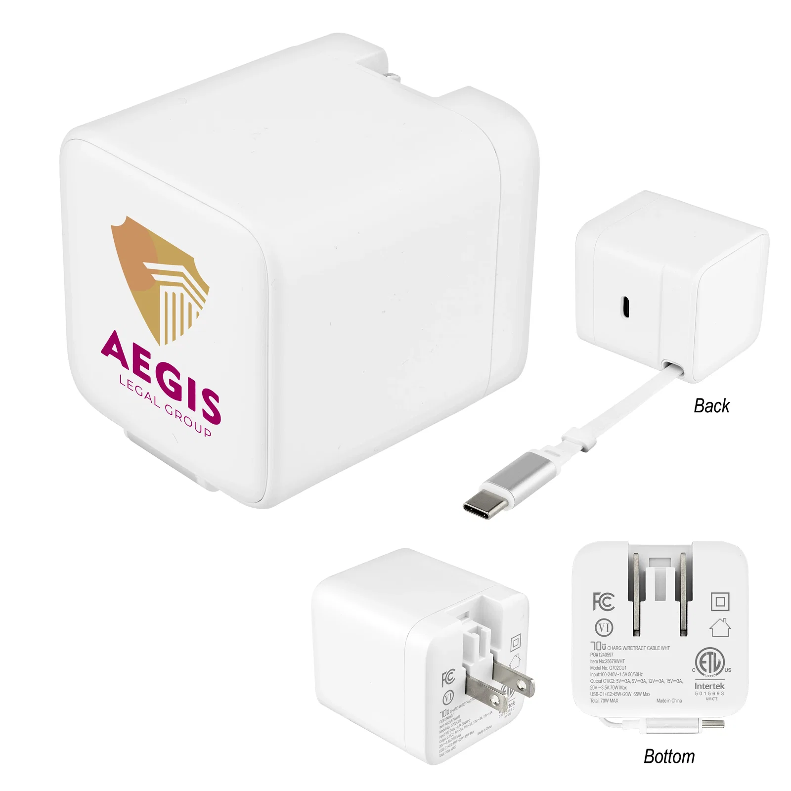 Prongs folded against the compact charging block