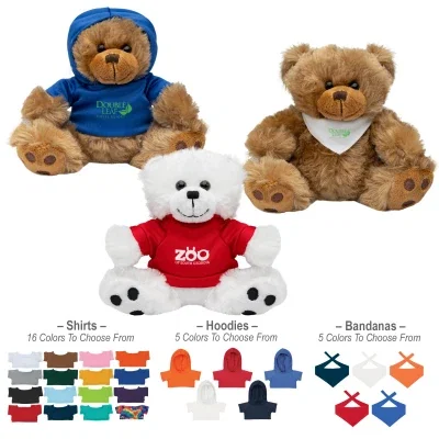 Plush bear with oversized paws, sitting about eight inches tall
