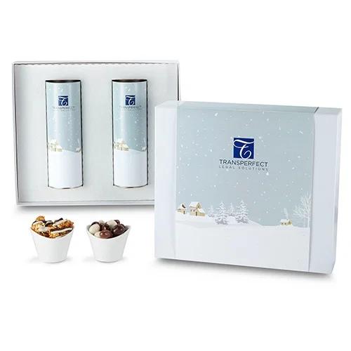 8" Dual Compartment Snack Tube Gift Set Box — view 3