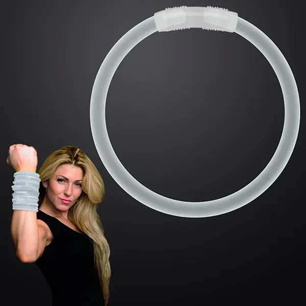 8 Inch White Glow Bracelets — view 3