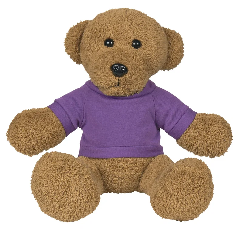 Side view of the soft bear in a seated pose