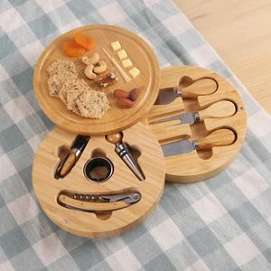 Swivel-Top Bamboo Cheese Board Set