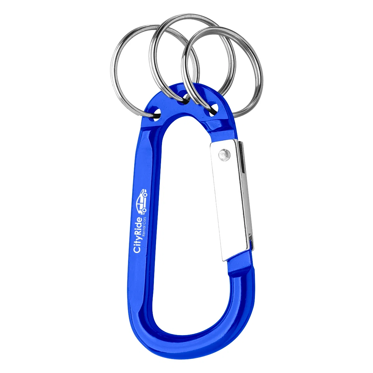 Eight millimeter carabiner fitted with a triple split ring