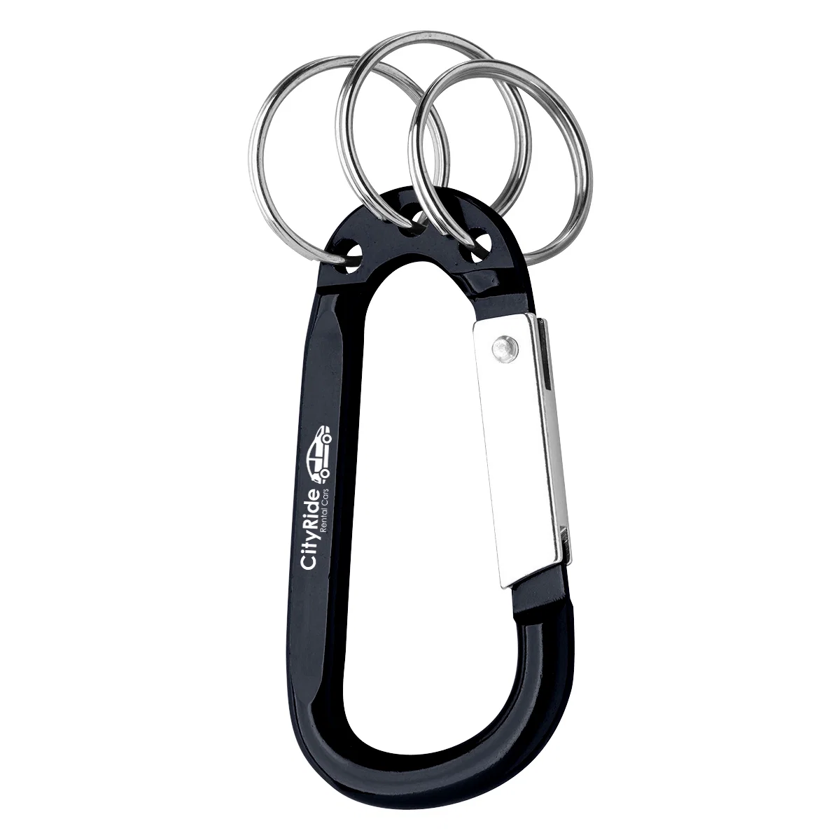 Gate open on the three-inch clip, ready to accept keys