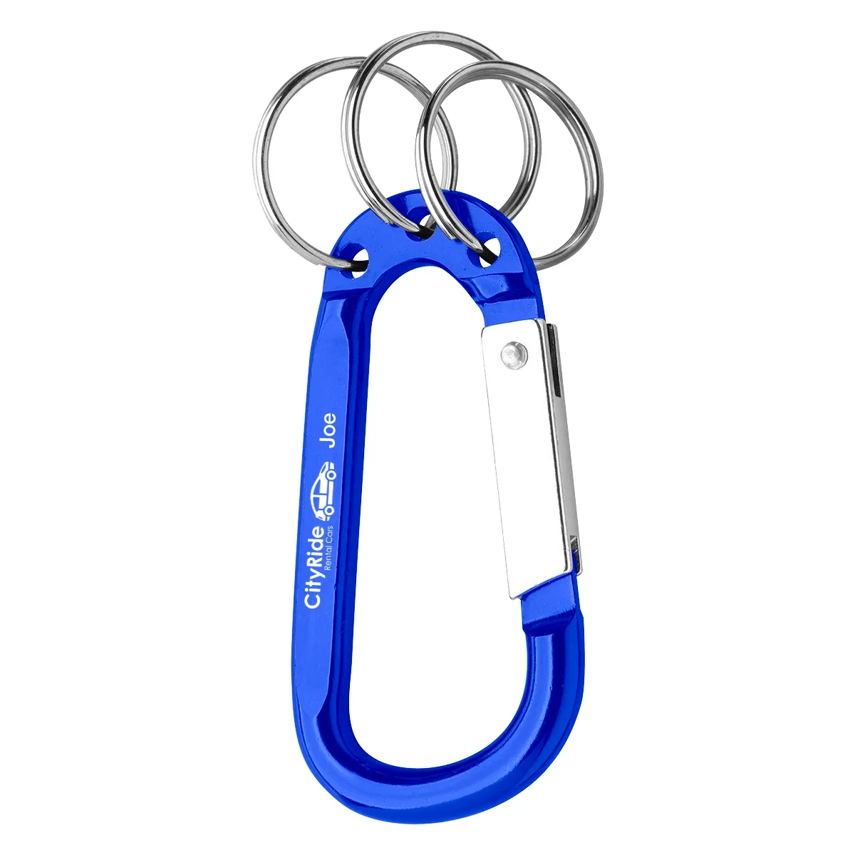 Split rings hanging from the base of the hook