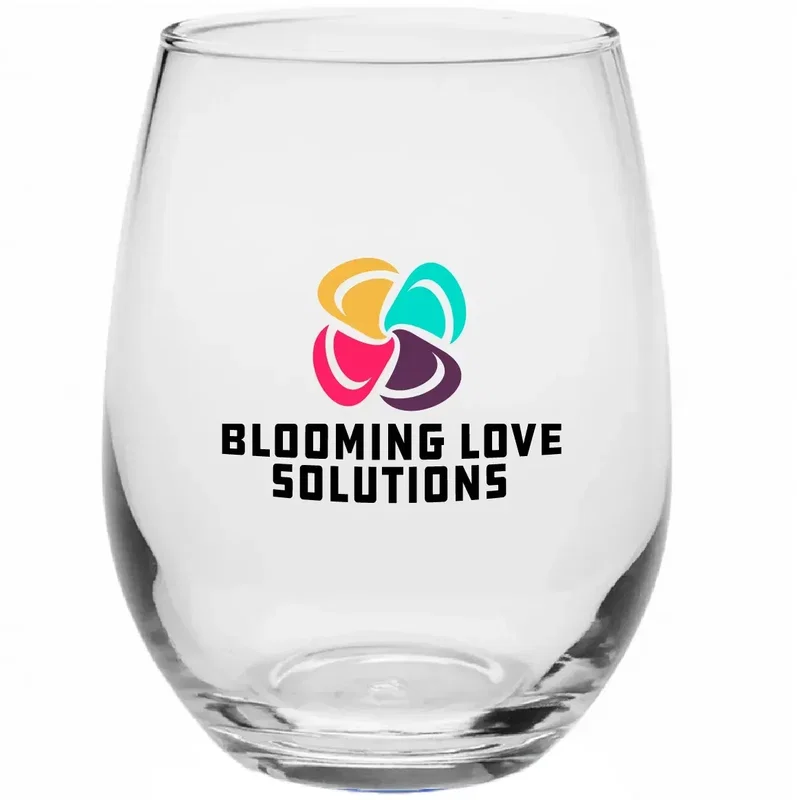9 oz. Tulip Stemless Wine Glasses w/ Full Color Imprint — view 5